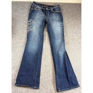 Vintage Rocawear Denim Flared Jeans Womens Size 11 Juniors Blue Faded Retro Y2K